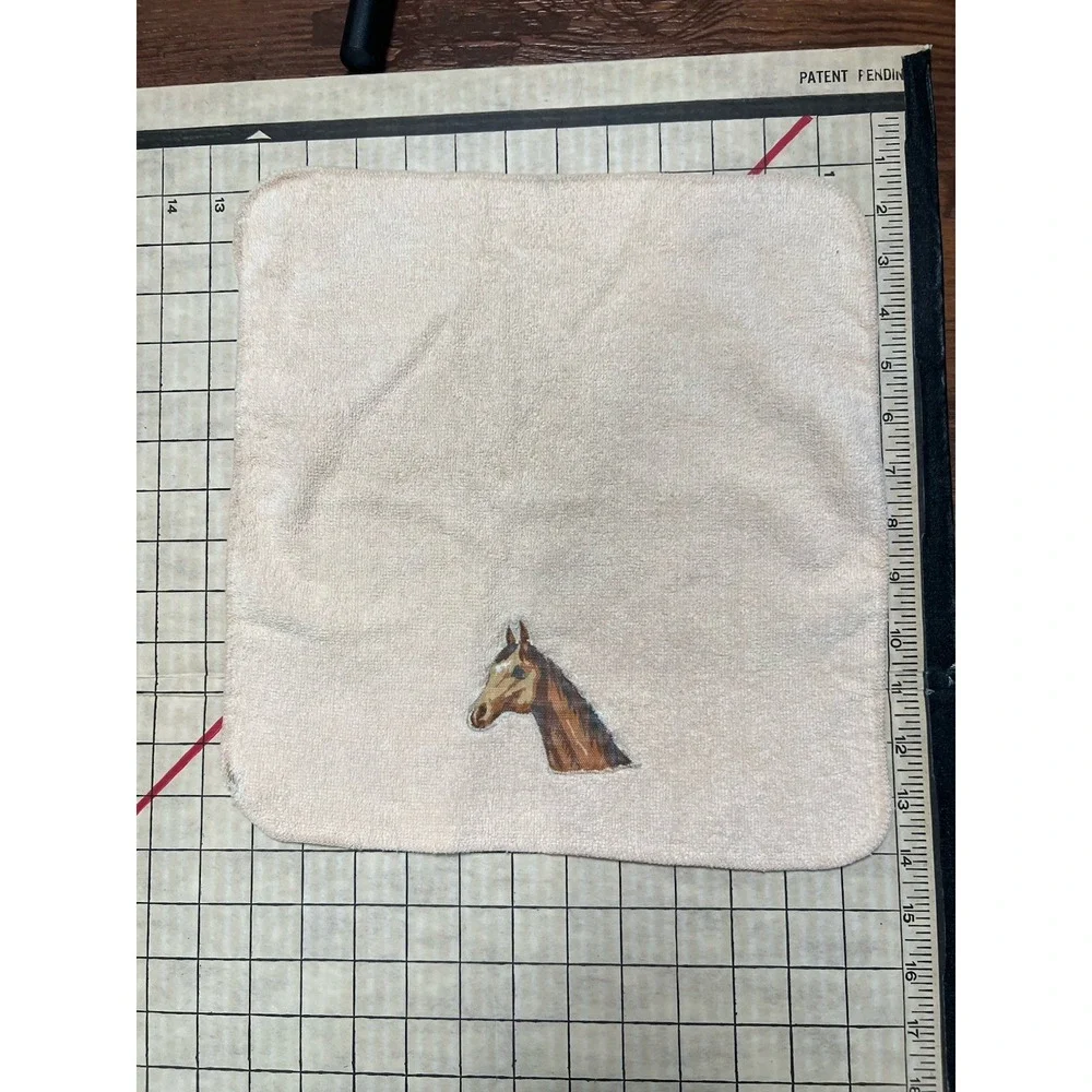 Vintage Retro Western/horse  Martex Washcloth Cotton Face Towel 70s Some Damage)